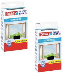 tesa Insect Stop STANDARD moskitiera do okien w opakowaniu 2 szt. - moskitiera z możliwością przycięcia na wymiar - moskitiera bez wiercenia - 1 x moskitiera biała - 150 cm x 180 cm Moskitiera tesa 55680-00500-04 2 szt.