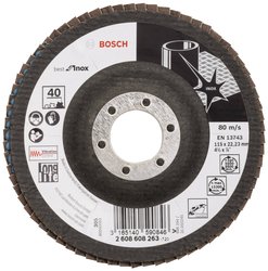 X581 Best for Inox o wyjątkowej żywotności do pracy na stali Inox - X581 Best for Inox jest kompatybilny ze szlifierkami kątowymi. Tarcza lamelkowa Bosch Accessories X581 2608608263 Średnica 115 mm 1 szt.
