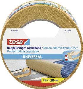tesa® dwustronna uniwersalna taśma klejąca - idealna do układania dywanów oraz do prac rękodzielniczych i dekoracyjnych Taśma dwustronna tesa  56157-00000-11 UNIVERSAL (D x S) 25 m x 38 mm 25 m 1 szt.