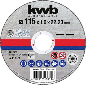 Tarcze tnące do obróbki stali nierdzewnej i stali Tarcza tnąca prosta kwb  711811 115 mm 1 szt.