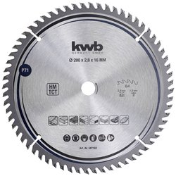 kwb 587168 stolarzy brzeszczot tarczowy drewno / drewno liściaste 200 x 16 mm tnie dużą liczbę 64 zęby precyzyjne brzeszczot Z-64 Fine 200 x 16 Tarcza tnąca z węglików spiekanych kwb 200 x 16 mm 1 szt.
