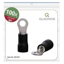 Oczkowe końcówki kablowe, zestaw 100 szt., M4, przekrój 2,5 - 4 mm² Quadrios 22C451 Końcówka oczkowa 1 zest.