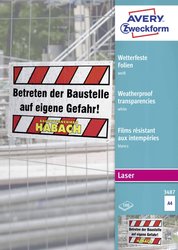 Folia odporna na warunki atmosferyczne Avery-Zweckform  3487 DIN A4 biały 100 szt.