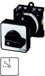 Przełącznik stopniowy, styki: 3, 20 a, tabliczka przednia: 1-3, 45°, 3 stopnie 45°, zatrzask, montaż pośredni Przełącznik krokowy Eaton T0-2-8230/Z 098177, 690 V, 20