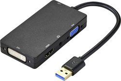 Renkforce Zewnętrzna karta graficzna        USB 3.2 Gen 1 HDMI, DVI, VGA