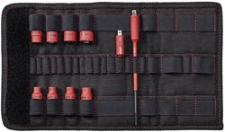 Klucz nasadowy Wiha 1/4 ''zestaw TorqueVario®-S elektryczny mieszany 10-elementowy z adapterami w składanej torbie (43466) Zestaw kluczy nasadowych Wiha  43466