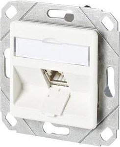 Moduł złącza podtynkowego UPk, uniwersalne gniazdo przyłączeniowe danych, 1xRJ45, moduł C6A 180° Gniazdo sieciowe Metz Connect 130B11D11102-E podtynkowy 1 Port czysty biały