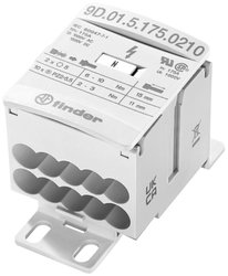 Blok przyłączeniowy do szyny 175 A, podłączenie i rozprowadzenie linii wysokoprądowych w szafach sterowniczych i tablicach rozdzielczych, na szynę 35 mm  Dystrybutor Finder 9D.01.5.175.0210, 175 A