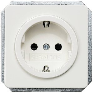Profil DELTA, biel tytanowa Gniazdo Schuko 10/16A 250V Z przyłączem bezśrubowym. Siemens Osprzęt elektroinstalacyjny   Gniazdo elektryczne Delta biały 5UB1405