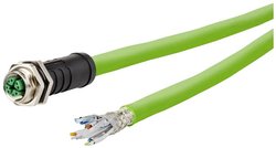 Kabel Ethernet przemysłowy M12, kodowanie X, 5,0 m, gniazdo M12 proste - wolny koniec kabla, łańcuszek prowadzący, PUR Kabel LAN Metz Connect 142M6X20050, 1 szt., M12, CAT 6a, SF/UTP, 5.00 m, zielony
