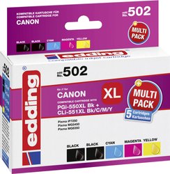 Edding Tusz Zamiennik Canon PGI-550PGBK XL, CLI-551C XL, CLI-551M XL, CLI551Y XL Czarny, Cyjan, Magenta, Żółty atrament Edding EDD-502 EDD-502, 1 zest.