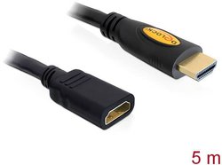Kabel przedłużający Delock High Speed HDMI z Ethernetem, złącze męskie HDMI a - złącze żeńskie HDMI a 5 m Przedłużacz HDMI Delock DELOCK Kabel HDMI A-A St/St Verl. 5m 83082, pozłacane styki, 5.00 m