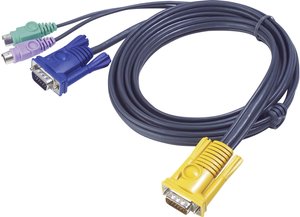 Kabel KVM ATEN 2L-5202P, [1x złącze męskie SPHD-15 - 2x złącze męskie PS/2, złącze męskie VGA], 1.80 m