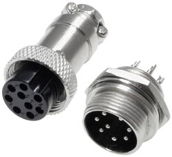 Złącze męskie okrągłe 453558, styki:9, 30 V/AC, 1 A, 1 zest.