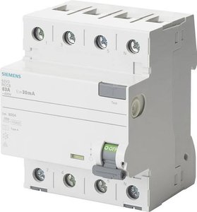 Wyłącznik różnicowoprądowy Siemens 5SV33464, 4 styki, 63 A, 0.03 A, 400 V