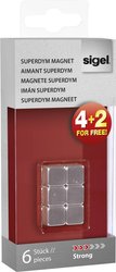 Magnesy SIGEL SuperDym C5 ''Strong'', wzór kostki, srebrne, 1x1x1 cm, do szklanych tablic magnetycznych, 6 sztuk Magnes Sigel C5 ''Strong'' (S x W x G) 10 x 10 x 10 mm 6 szt.