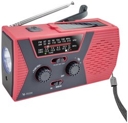 Radiotelefon alarmowy X4 Tech  FM, AM, Fale krótke funkcja ładowania akumulatora, korba ręczna, panel słoneczny, latarka kieszonkowa, wielokrotne ładowanie, ochrona przeciwbryzgowa, Lampka do czytania, Funkcja powerbanku