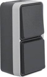 Przełącznik/Gniazdo, W.1 powierzchniowy Berker 47803515, IP55, 250 V/AC, szary, szary błyszczący