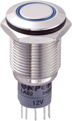 Przełącznik wciskany, wandaloodporny zatrzask TRU COMPONENTS LAS2GQF-11ZE/B/12V/N/P, 1 x wł/wł, IP67, 1 szt.