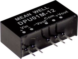 Moduły przetwornicy DC/DC MeanWell serii DPU01 SIP / SIL6 Case Dual Output: Moc 1:1: 1W. Nieuregulowana Moduł przetwornicy DC/DC Mean Well DPU01L-15 DPU01L-15, 1 W, 33 mA, 1 szt.