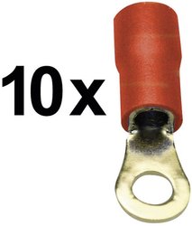 Końcówki kablowe oczkowe Sinuslive RKS-1,5 P10, czerwone, 10 szt.