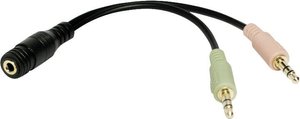 LogiLink CA0020  Jack Audio Przejściówka, adapter [1x złącze żeńskie jack 3,5 mm - 2x złącze męskie jack 3,5 mm] czarny