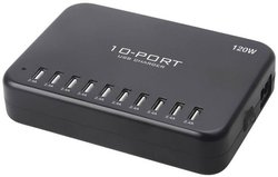 LVSUN 120W Smart 10-Port Stacja ładowania USB 120 W gniazdo Maksymalne natężenie wyjściowe 24000 mA Ilość wyjść: 10 x USB