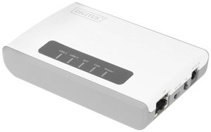 Wielofunkcyjny serwer sieciowy Digitus Wireless 300N 2-portowy, USB2.0, sieciowy koncentrator USB, serwer druku Sieciowy serwer wydruku Digitus DN-13024 USB-A, LAN (10/100 MBit/s), WLAN 802.11 b/g/n