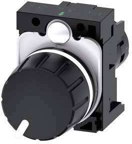 Potencjometr, 22mm, okrągły, plastikowy, czarny, 10 kOhm, z uchwytem Potencjometr obrotowy    10 kΩ Siemens 3SU1200-2PS10-1AA0 1 szt.