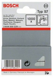 Zszywki z płaskiego drutu typ 57, 10,6 x 1,25 x 6 mm Bosch Accessories 2609200229, N/A, 1000 szt.