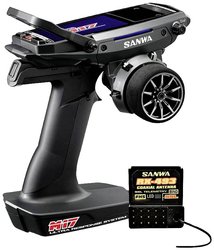 Sanwa M17 - RX-493i - FH5 Ultra Response Mode / bez serw / kolorowy dotykowy wyświetlacz TX/RX 101A32483A Aparatura pistoletowa SANWA M17 SAN-101A32473A, 2,4 GHz, Ilość kanałów: 4