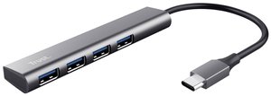 Hub Multiport USB-C® USB 3.2 Gen 2 (USB 3.0) Trust Halyx-4-port 1+4 Porty  ciemnoszary