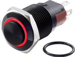 Przełącznik wciskany, wandaloodporny TRU COMPONENTS TC-GQ16-KH-11E/J/R/12V/A TC-7495072, 16 mm, 48 V/DC, 2 A, 1 szt.