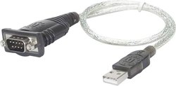 Przejściówka, adapter USB 1.1 Manhattan 205146 205146, [1x złącze męskie USB-A 1.1 - 1x złącze męskie D-SUB 9-pin], 45.00 cm, szary