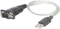 Przejściówka, adapter USB 1.1 Manhattan 205146 205146, [1x złącze męskie USB-A 1.1 - 1x złącze męskie D-SUB 9-pin], 45.00 cm, szary