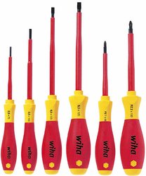 Zestaw wkrętaków dla elektroników do wkrętów z rowkiem/Pozidriv SoftFinish®, 6-częściowy Zestaw wkrętaków Wiha 25477, płaski, krzyżakowy Pozidriv, VDE, 6 szt.