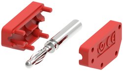 Wtyk do układania w stosy Ø2mm, złącze lutowane, czerwony Electro PJP 215-CD1-R Złącze bananowe 1 szt.
