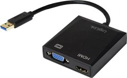 Przejściówka, adapter USB, VGA, HDMI LogiLink UA0234 UA0234, [1x złącze męskie USB-A 3.2 (USB 3.0) - 1x złącze żeńskie VGA, złącze żeńskie HDMI]