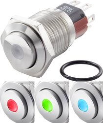 Przełącznik wciskany, wandaloodporny TRU COMPONENTS TC-GQ16-KH-11D/J/41RGB/12V/S TC-7494976, 16 mm, 48 V/DC, 2 A, 1 szt.
