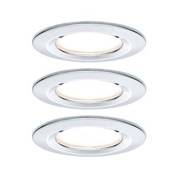 Oprawa wpuszczana LED Nova Coin zestaw podstawowy sztywny IP44 okrągły 78mm Coin 3x6W 3x460lm 230V 2700K chrom Wbudowane oświetlenie łazienkowe Paulmann Nova 93463 LED LED 18 W chrom (błyszczący) 470 lm
