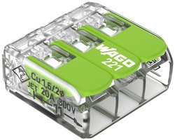 Złącze zaciskowe WAGO 221 221-423, PIN: 3, 450 V, 32 A, 50 szt.
