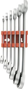 Zestaw kluczy płaskich z grzechotką dwukierunkową 8 - 19 mm 6-częściowy Zestaw kluczy płasko oczkowych z grzechotką TOOLCRAFT 824124
