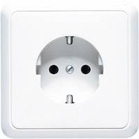 Jung 5520 Ochronne gniazdo stykowe 16A 250V pełna płyta 81x81mm kremowo-biała Gniazdo elektryczne Jung 5520 kremowo-biały