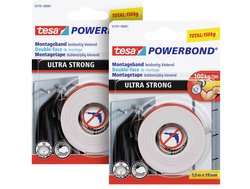 tesa Powerbond ULTRA STRONG w opakowaniu 2 szt. — Dwustronna, bardzo mocna taśma montażowa do trwałego mocowania na zewnątrz i wewnątrz — 1,5 m Taśma montażowa tesa  55791 ULTRA STRONG (D x S) 1.50 m x 19 mm 1.50 m 2 szt.