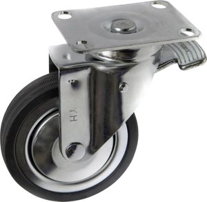 TOOLCRAFT TO-5137929 Kółko obrotowe gumowe z blokadą 100 mm z płytką montażową  Maksymalne obciążenie: 80 kg