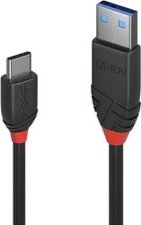 Kabel USB LINDY LINDY 1m USB 3.1 C/A Kabel 3A Black, USB 3.2 Gen1 (USB 3.0), Złącze męskie USB-C®, Złącze męskie USB-A, 1.00 m