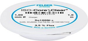 Cyna lutownicza Felder Löttechnik ISO-Core ''Clear'' Sn100Ni+ szpula Sn99,25Cu0,7Ni0,05   1 mm
