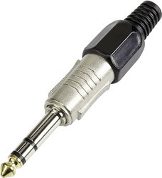 Złącze męskie jack 6,35 mm TRU COMPONENTS 595211, złocony, złącze męskie proste, 1 szt.