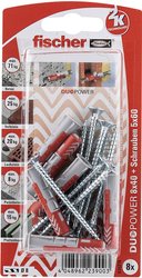 Fischer DUOPOWER 10x50 S K (4 szt.) ze śrubami zabezpieczającymi Zestaw kołków Fischer DUOPOWER 535216  1 zest.