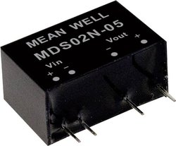 Moduły przetwornicy MEANWELLL DC/DC Seria MDS02 SIP/SIL7 Obudowa Pojedyncze wyjście Stosunek napięcia wejściowego: 1:1 Moc: 2W nieregulowane Medyczne Moduł przetwornicy DC/DC Mean Well MDS02L-05 MDS02L-05, 2 W, 400 mA, 1 szt.